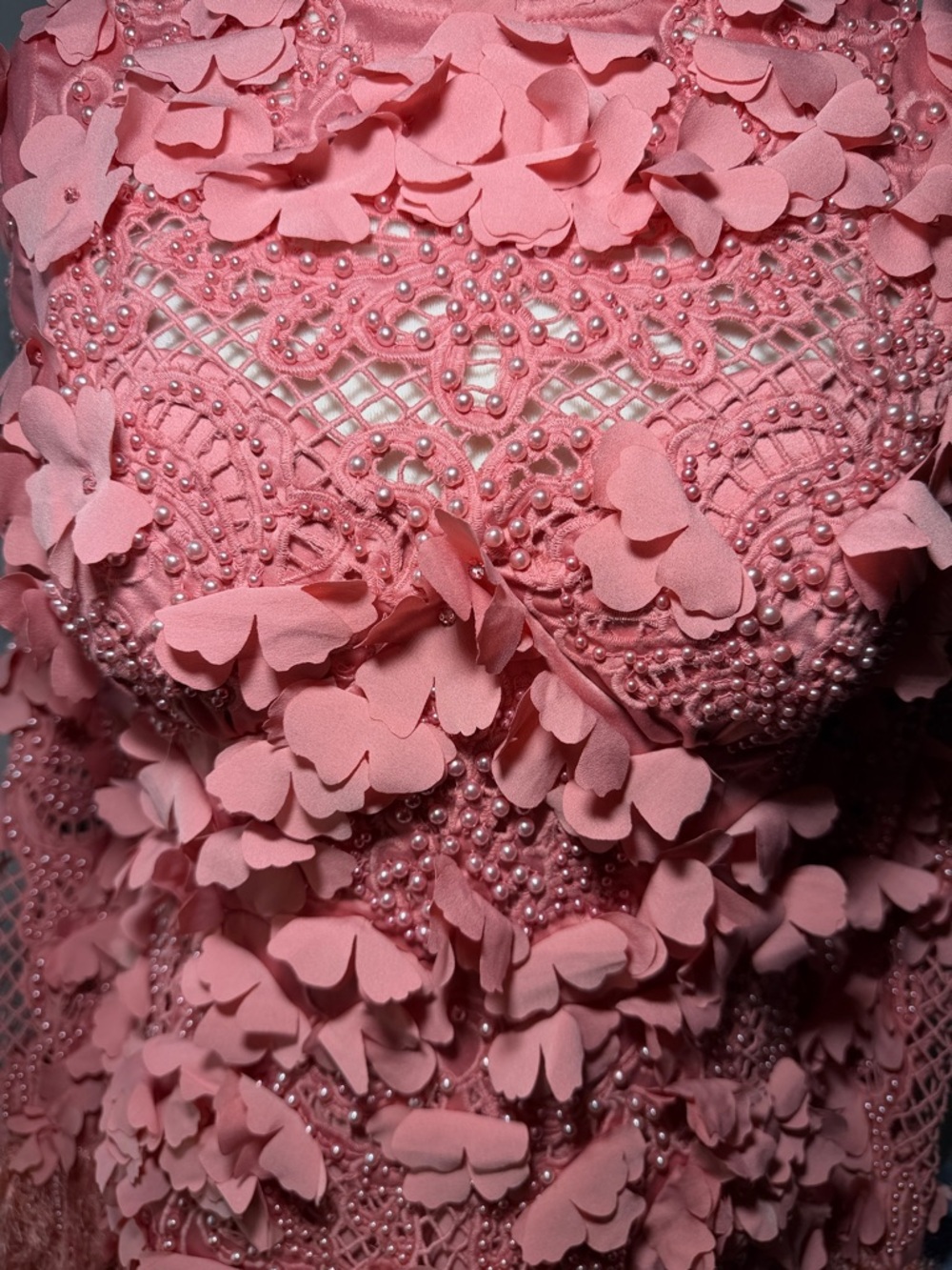 ASOS LUXE 3D floral embellished eyelet mini dress with faux feather trim Size 6 - Picture 6 of 12